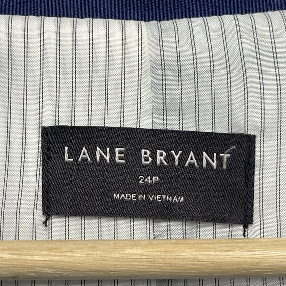 Lane Bryant Womens Blue Linen Blend Blazer 24P Two-Button Plus Size Jacket - Picture 2 of 6